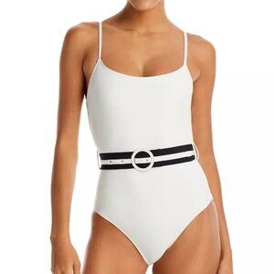 Solid & Striped Nina Belted Striped One Piece Swimsuit Size XS Cream